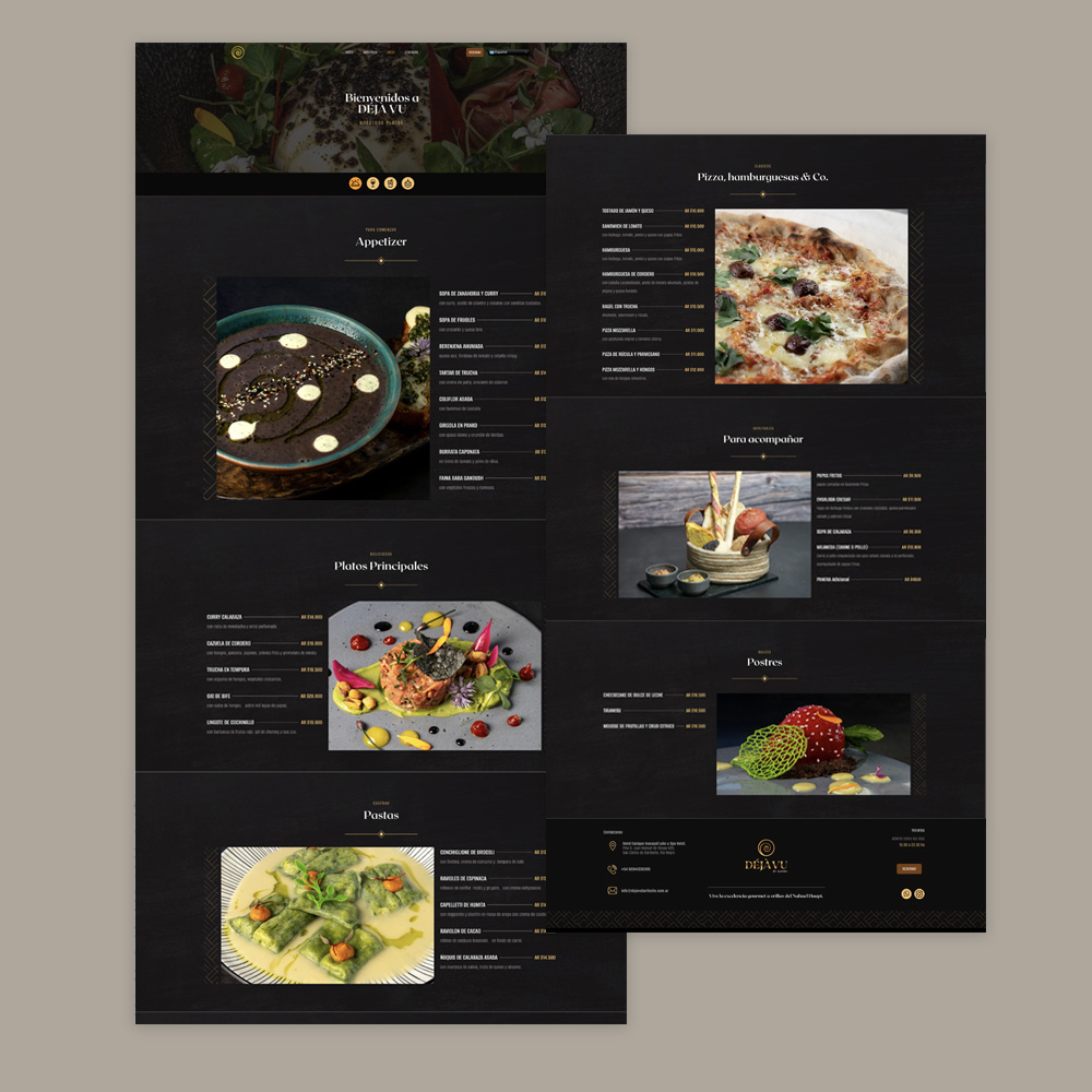 web design deja vu restaurant bariloche menu QR
